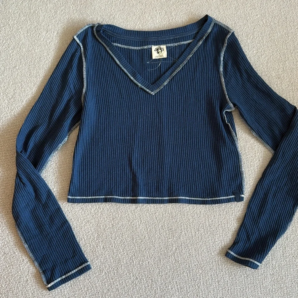 Free People Manchester Long Sleeve tee top NWOT. Deep Seas navy